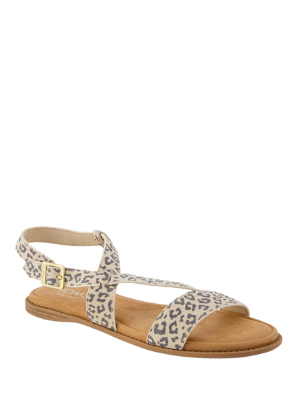 TOMS Mar Leather Strappy Footbed Sandals, Oatmeal - view 2, Oatmeal