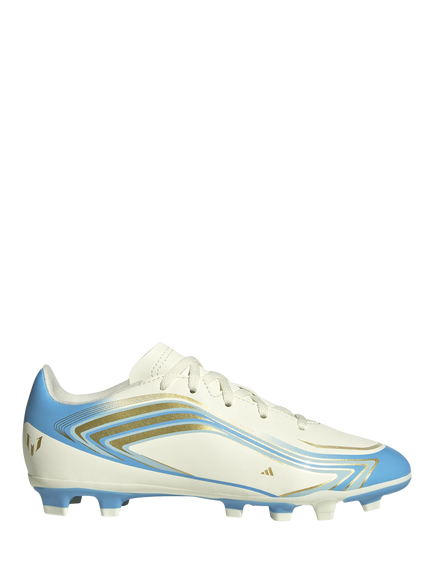 adidas Kids' F50 MESSI CLUB Firm Ground / Multi Ground Football Boots, Ivory/Blue, Ivory/Blue