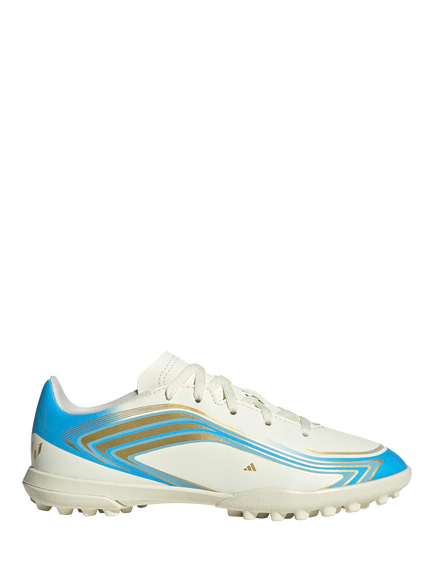 adidas Kids' F50 MESSI CLUB Turf Football Boots, Ivory/Blue, Ivory/Blue