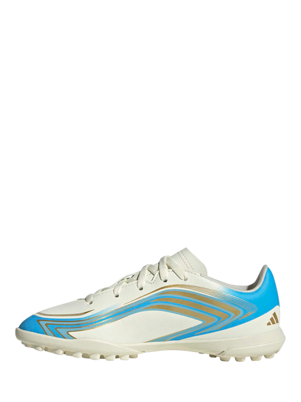 adidas Kids' F50 MESSI CLUB Turf Football Boots, Ivory/Blue - view 2, Ivory/Blue