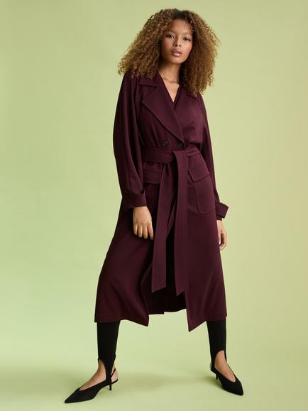 FLORERE Decon Trench Coat, Burgundy, Burgundy
