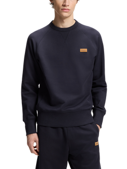 HUGO BOSS HUGO Crew Neck Cotton Sweatshirt, Dark Blue, Dark Blue