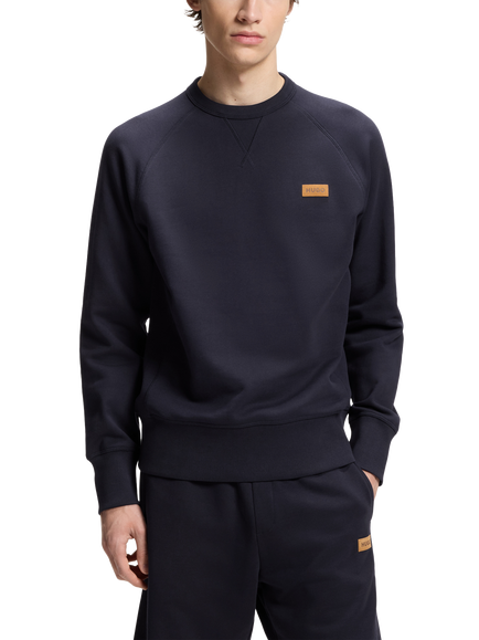 HUGO BOSS HUGO Crew Neck Cotton Sweatshirt, Dark Blue, Dark Blue