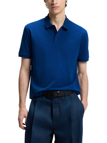 HUGO Pure Cotton Regular Fit Polo Shirt, Open Blue, Open Blue