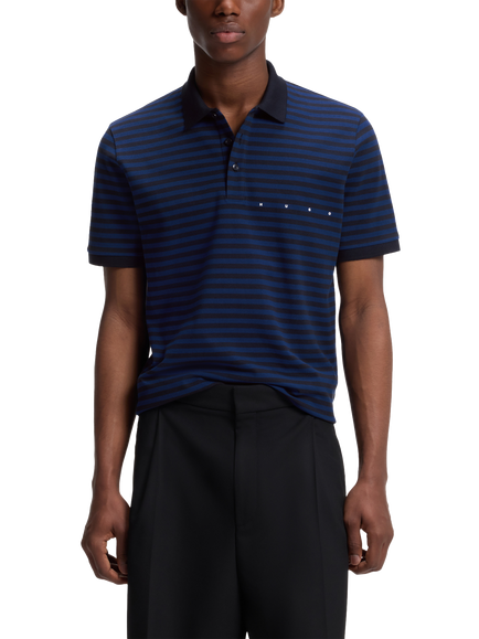 HUGO BOSS HUGO Stripe Cotton Polo Shirt, Blue/Black, Blue/Black