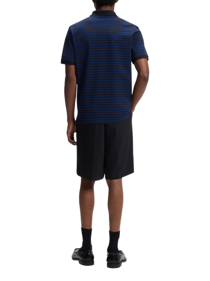 HUGO BOSS HUGO Stripe Cotton Polo Shirt, Blue/Black - view 2, Blue/Black