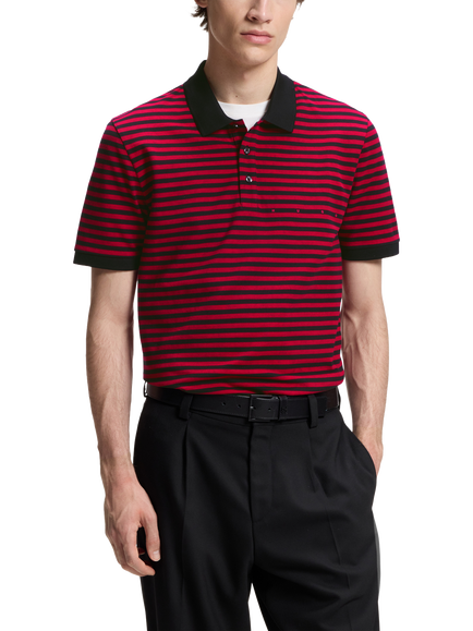HUGO BOSS HUGO Stripe Cotton Polo Shirt, Red/Black, Red/Black