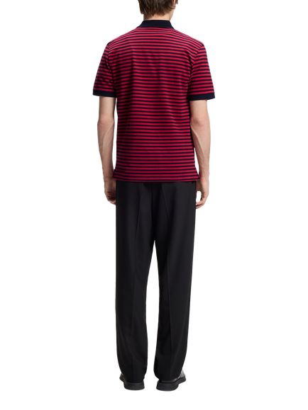 HUGO BOSS HUGO Stripe Cotton Polo Shirt, Red/Black - view 2, Red/Black