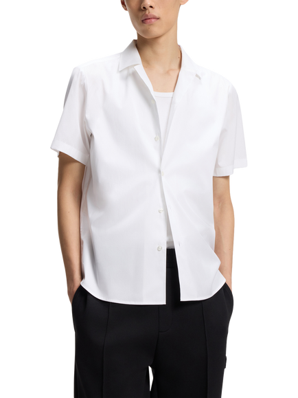 HUGO BOSS HUGO Loose Fit Button Through Short Sleeve Cotton Shirt, Open White, Open White