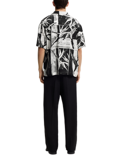 HUGO Abstract Oversized Fit Short Sleeve Shirt, Black/Multi - view 2, Black/Multi
