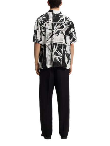 HUGO Abstract Oversized Fit Short Sleeve Shirt, Black/Multi - view 2, Black/Multi