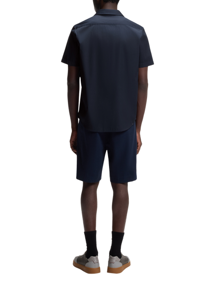 HUGO BOSS HUGO Loose Fit Button Through Short Sleeve Cotton Shirt, Dark Blue - view 2, Dark Blue