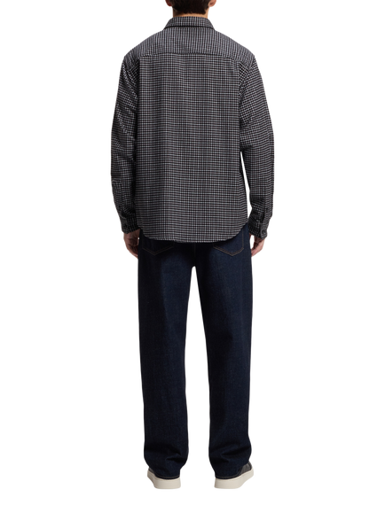 BOSS Brushed Cotton Check Suede Badge Shirt, Light Pastel Grey - view 2, Light Pastel Grey