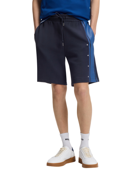 HUGO BOSS Loose Fit Cotton Shorts, Dark Blue, Dark Blue