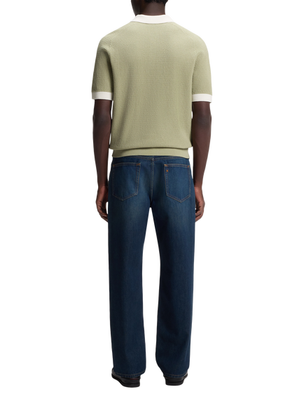 HUGO Siablo Cotton Knitted Polo Shirt, Beige Overflow - view 2, Beige Overflow