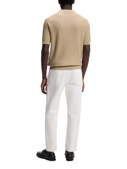 HUGO BOSS HUGO Buttonless Cotton Linen Blend Polo Shirt, Medium Beige - view 2, Medium Beige