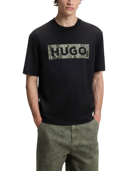 HUGO Cotton Logo Graphic Crew Neck T-Shirt, Black, Black
