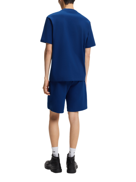 HUGO Logo Cotton Crew Neck T-Shirt, Mid Blue - view 2, Mid Blue