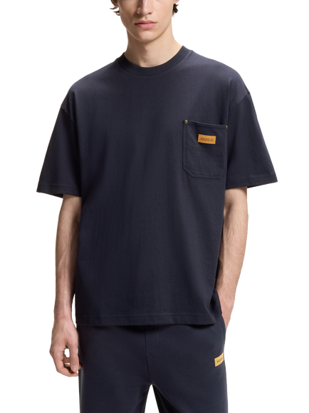 HUGO BOSS HUGO Crew Neck Cotton T-Shirt, Dark Blue, Dark Blue