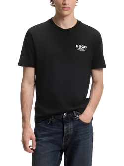 HUGO BOSS HUGO Crew Neck Cotton T-Shirt, Black, Black
