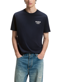 HUGO BOSS Regular Fit Cotton Logo T-Shirt, Dark Blue, Dark Blue