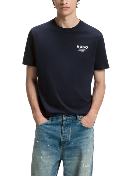 HUGO BOSS Regular Fit Cotton Logo T-Shirt, Dark Blue, Dark Blue