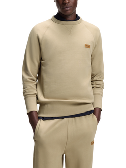 HUGO Long Sleeve Ribbed Sweatshirt, Medium Beige, Medium Beige
