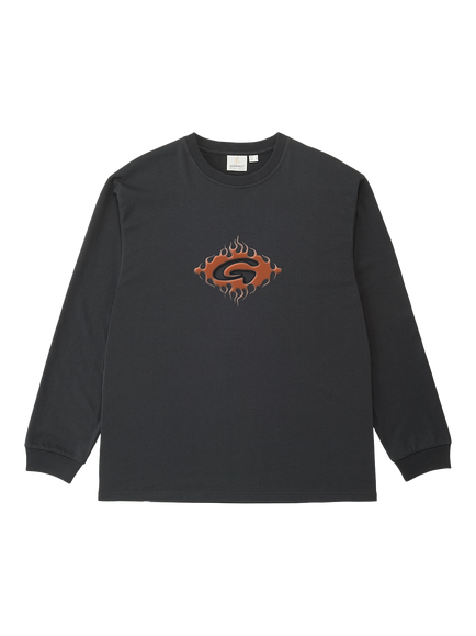 Gramicci Cotton Flames Logo Long Slee T-Shirt, Vintage Black, Vintage Black