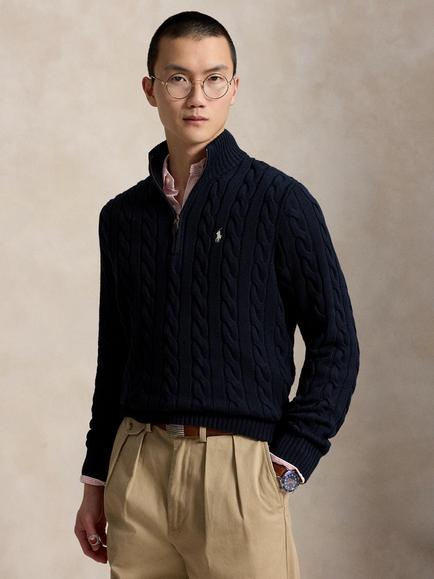 Polo Ralph Lauren Cable Knit Cotton Jumper, Hunter Navy W/ C8135, Hunter Navy W/ C8135