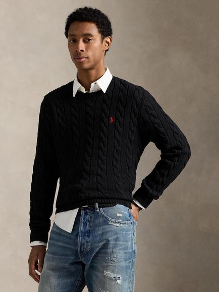 Polo Ralph Lauren Cotton Cable Knit Jumper, Polo Black, Polo Black