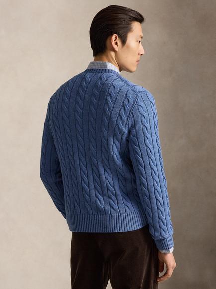 Polo Ralph Lauren Cotton Cable Knit Jumper, Blue Borage Heather - view 2, Blue Borage Heather