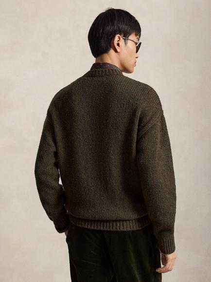 Ralph Lauren Donegal Wool Blend Jumper, Olive Brown Marl - view 2, Olive Brown Marl