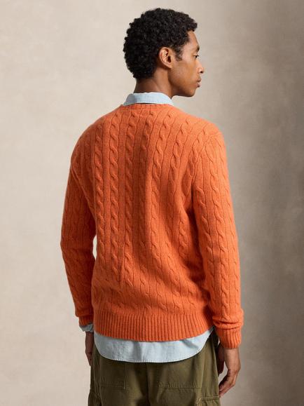 Ralph Lauren Cable Knit Jumper, Orange - view 2, Orange Jasper Heathe
