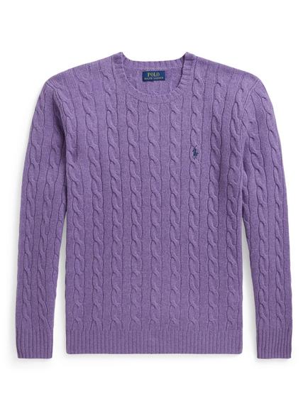 Polo Ralph Lauren Cable Knit Crew Neck Wool Cashmere Blend Jumper, Coronet Purple Heath, Coronet Purple Heath
