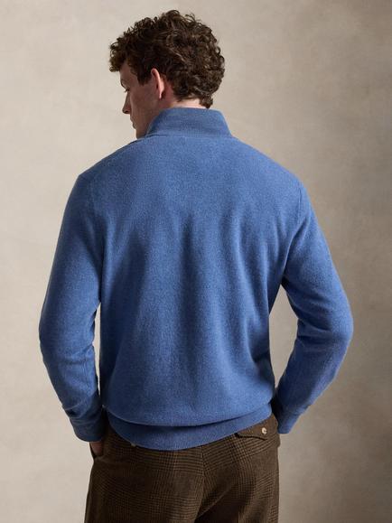 Polo Ralph Lauren Loryelle Quarter-Zip Wool Jumper, Blue Borage Heather - view 2, Blue Borage Heather