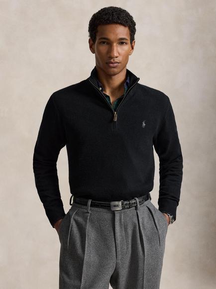 Polo Ralph Lauren Loryelle Wool Quarter Zip Jumper, Polo Black, Polo Black