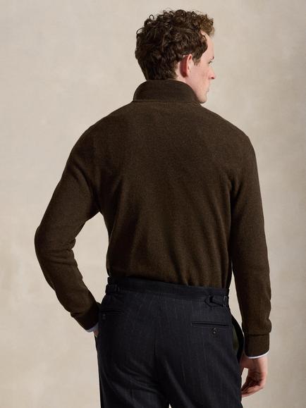 Polo Ralph Lauren Loryelle Wool Quarter-Zip Jumper, Cinnamon Brown Heath - view 2, Cinnamon Brown Heath