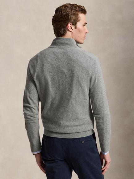 Polo Ralph Lauren Loryelle Wool Quarter-Zip Jumper, Fawn Grey Heather - view 2, Fawn Grey Heather
