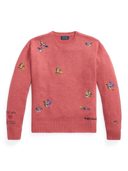 Polo Ralph Lauren Brid Motif Wool Rich Jumper, Capsaicin Red Hthr, Capsaicin Red Hthr