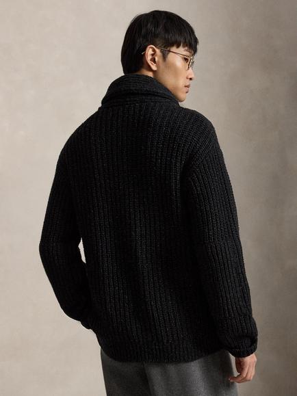 Ralph Lauren Donegal Wool Blend Cardigan, Black Marl Heath/C95 - view 2, Black Marl Heath/C95