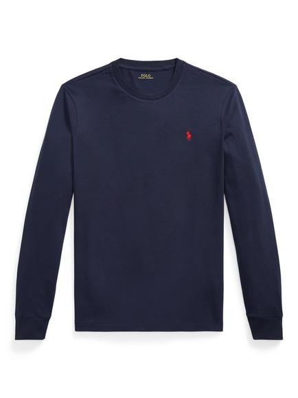 Polo Ralph Lauren Pure Cotton Crew Neck Long Sleeve T-Shirt, Ink/C3870, Ink/C3870