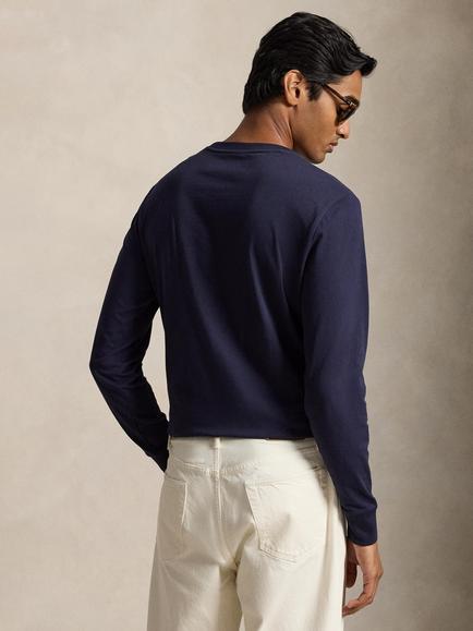 Polo Ralph Lauren Pure Cotton Crew Neck Long Sleeve T-Shirt, Ink - view 2, Ink/C3870