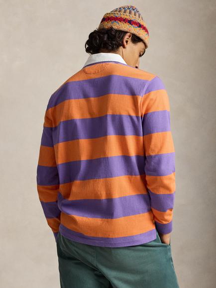 Polo Ralph Lauren Iconic Striped Cotton Rugby Shirt, Purpl Lilac/Kona Org - view 2, Purpl Lilac/Kona Org