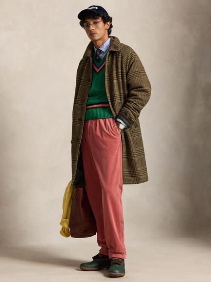 Ralph Lauren Wool Glenplaid Overcoat, Green Multi, Green Multi