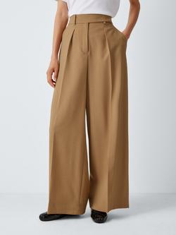 John Lewis Wide Leg Pure Wool Trousers, Camel, Camel