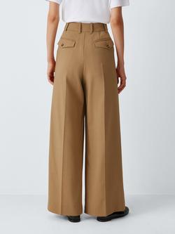 John Lewis Wide Leg Pure Wool Trousers, Camel - view 2, Camel