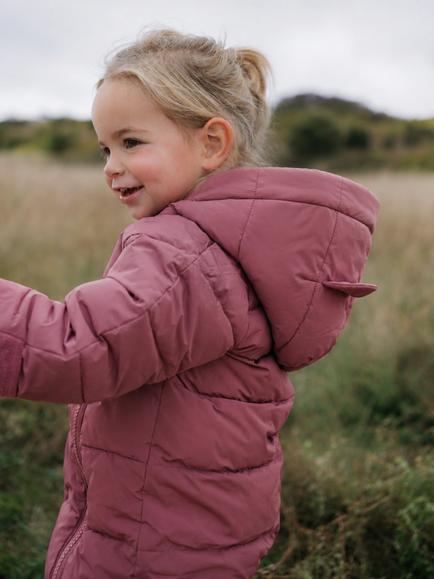 Toastie Baby Padded Hooded Cloud Onesie, Berry Pink - view 2, Berry Pink