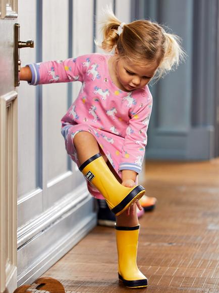 JoJo Maman Bébé Kids' Classic Wellington Boots, Yellow - view 2, Yellow