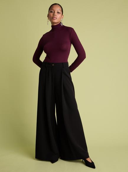 FLORERE Wide Tailored Trousers, Black, Black