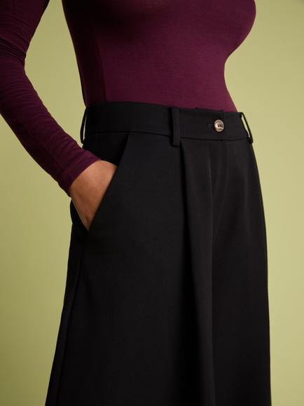 FLORERE Wide Tailored Trousers, Black - view 2, Black